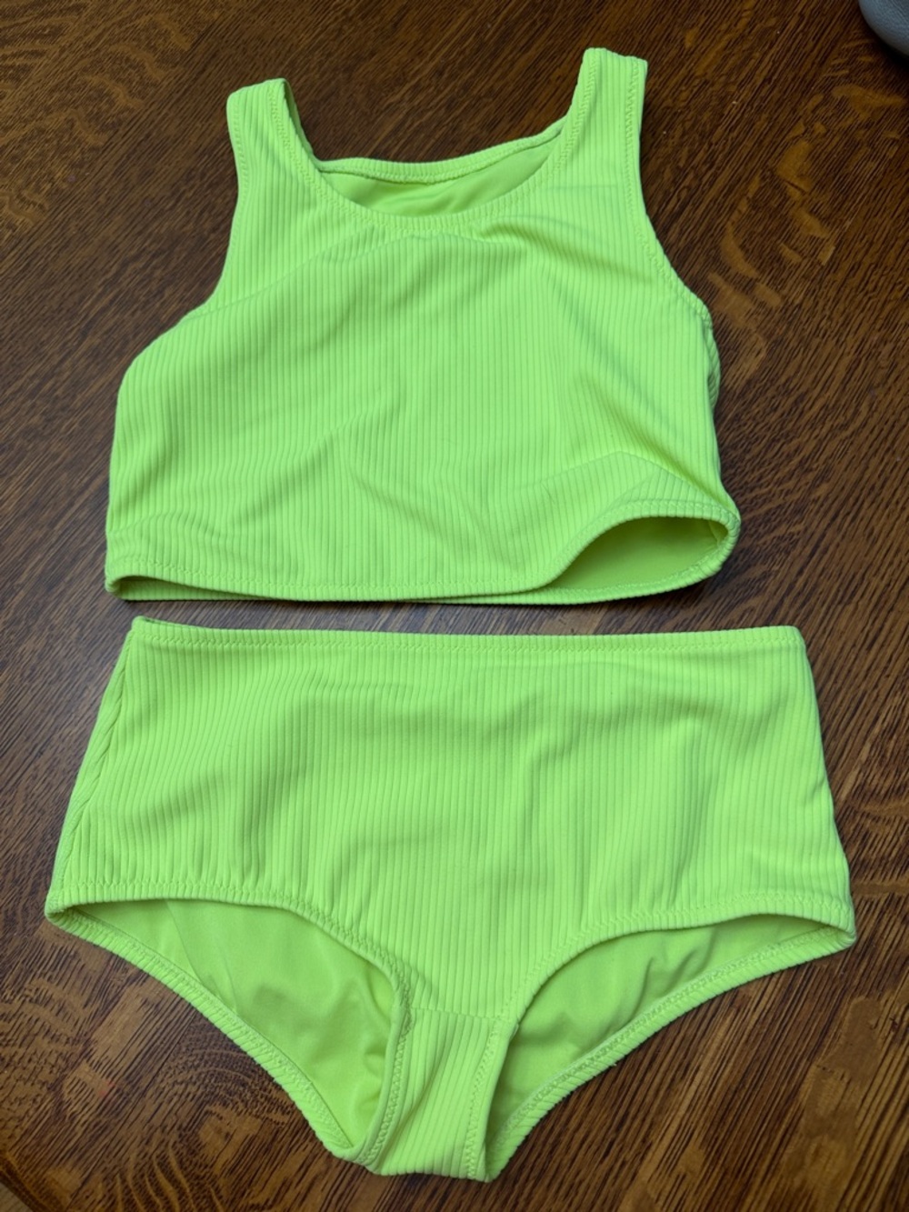 GAP Kids Neon Green Ribbed Tank Swim Top and bottoms
